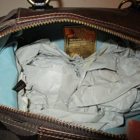 Coach Madison Sabrina Brown Op Art Satchel - Picture 9 of 12